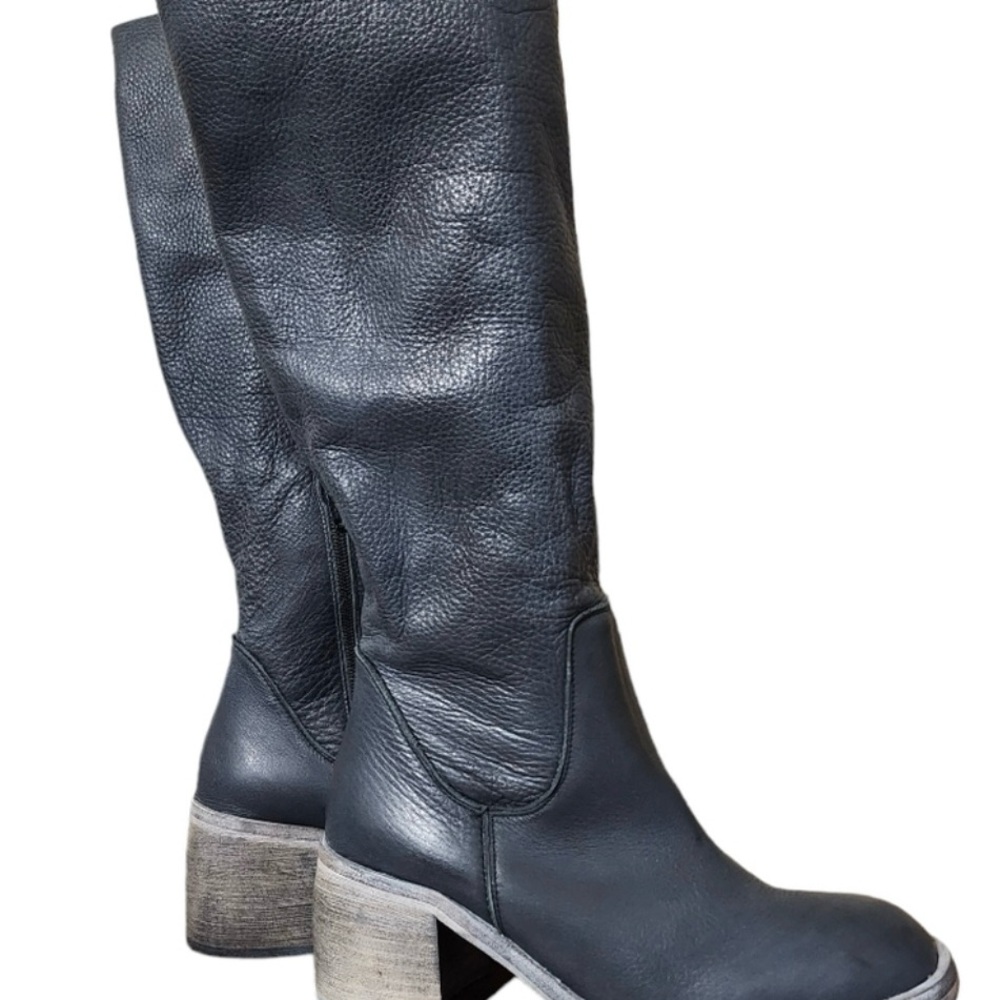 FREE PEOPLE New Never Worn Tall Leather Slouch Boots Black EU 39/US size 8